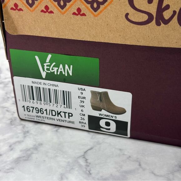 Skechers Women's Taupe Ankle Booties Vegan Leather. Size 9. New in Box - Picture 5 of 7